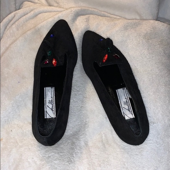 Chandelier Brand Black Suede Flats w/Jewel Accts - Picture 1 of 10